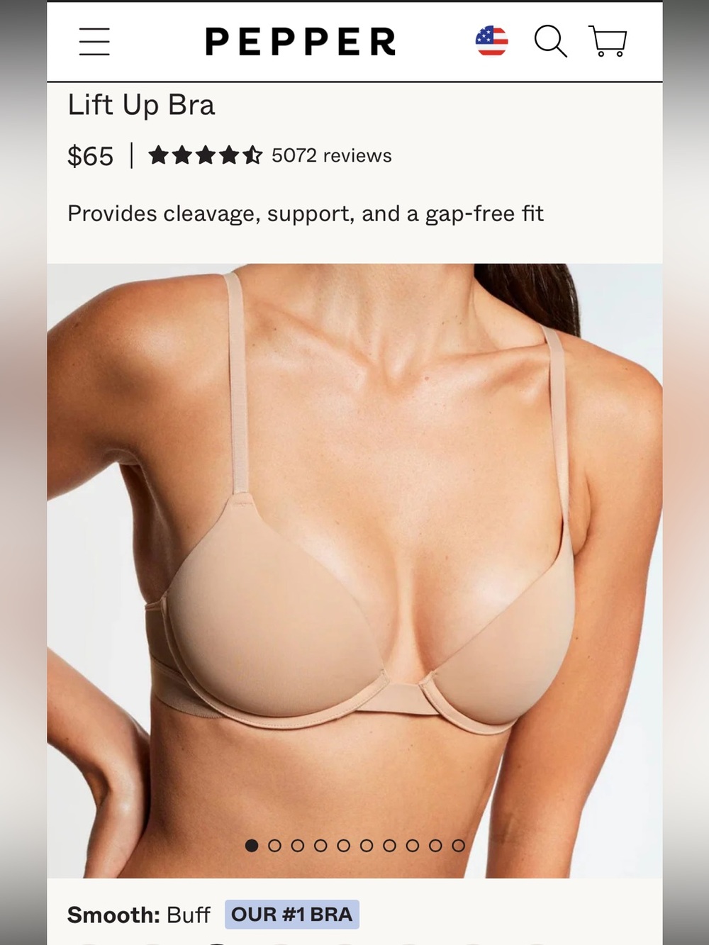 NWT! Pepper Lift Up Bra in Buff - Smooth Everyday Support